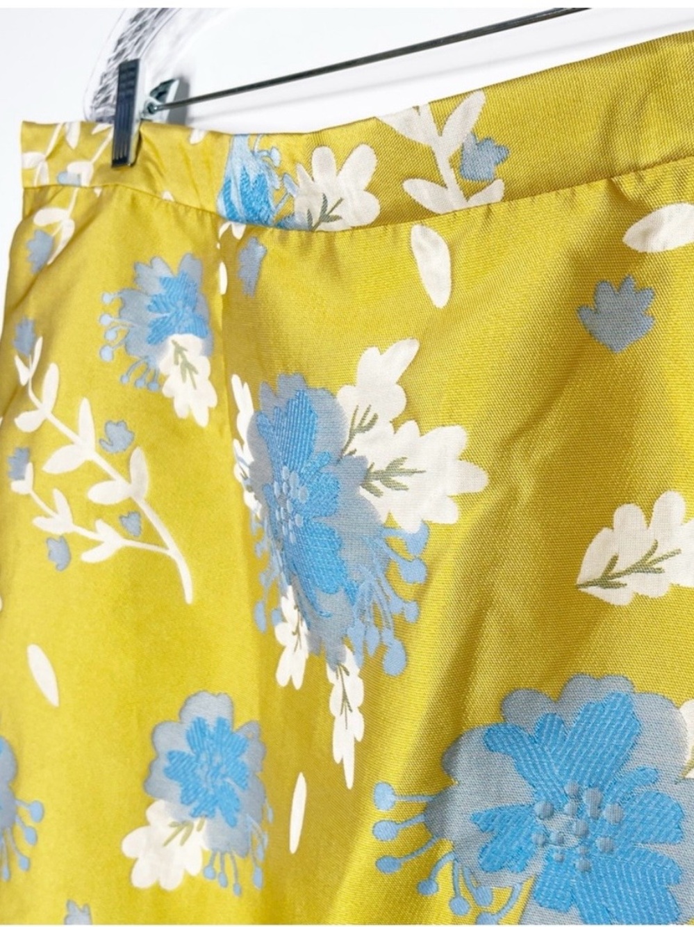 Midnight Velvet Yellow Floral Wrap Blazer with Blue & White Accents - Picture 7 of 8